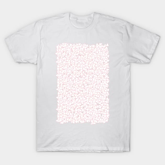 Pink and White Triangles Dizzy All-Over Pattern T-Shirt by fivemmPaper